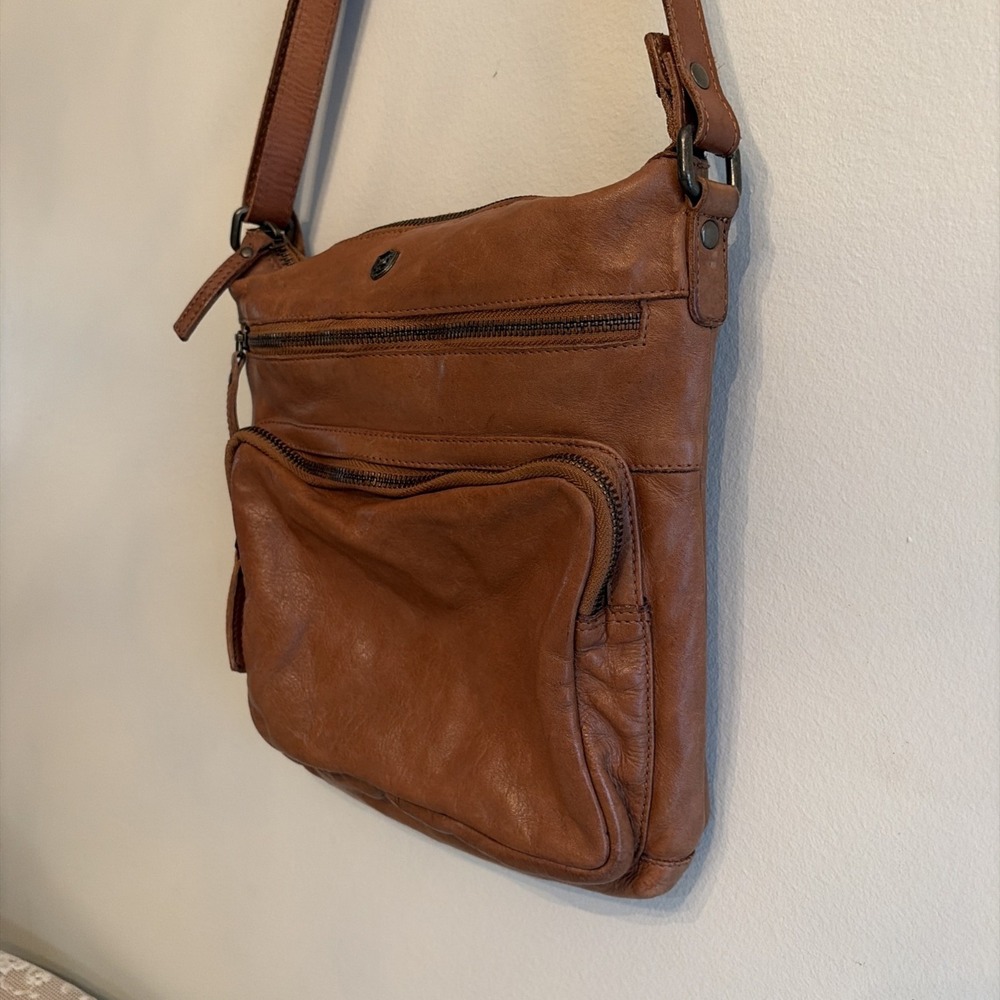 Cochor Brown Genuine Leather Multi Pocket Crossbody Bag Organizer Purse - Picture 3 of 16